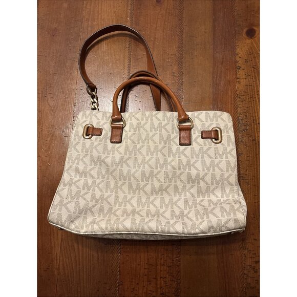 michael kors hamilton handbag large White And Brown Leather Strap - Picture 4 of 8